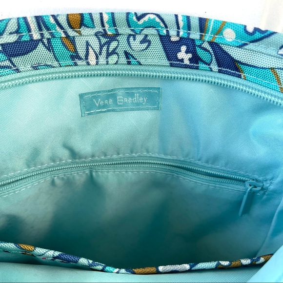 Vintage Vera Bradley Lighten Up Travel Ready CB Blue Daisy & Paisley Purse. - Picture 7 of 14